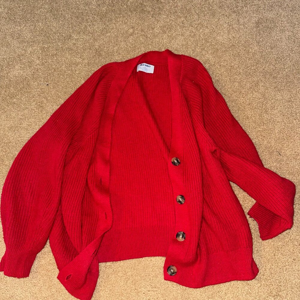 RED OLD NAVY CARDIGAN BUTTON DOWN SWEATER WOMENS XL